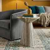Furniture of America Isla Modern Stone Indoor Round Sculptural Pedestal End Table, Gray Travertin... | Walmart (US)