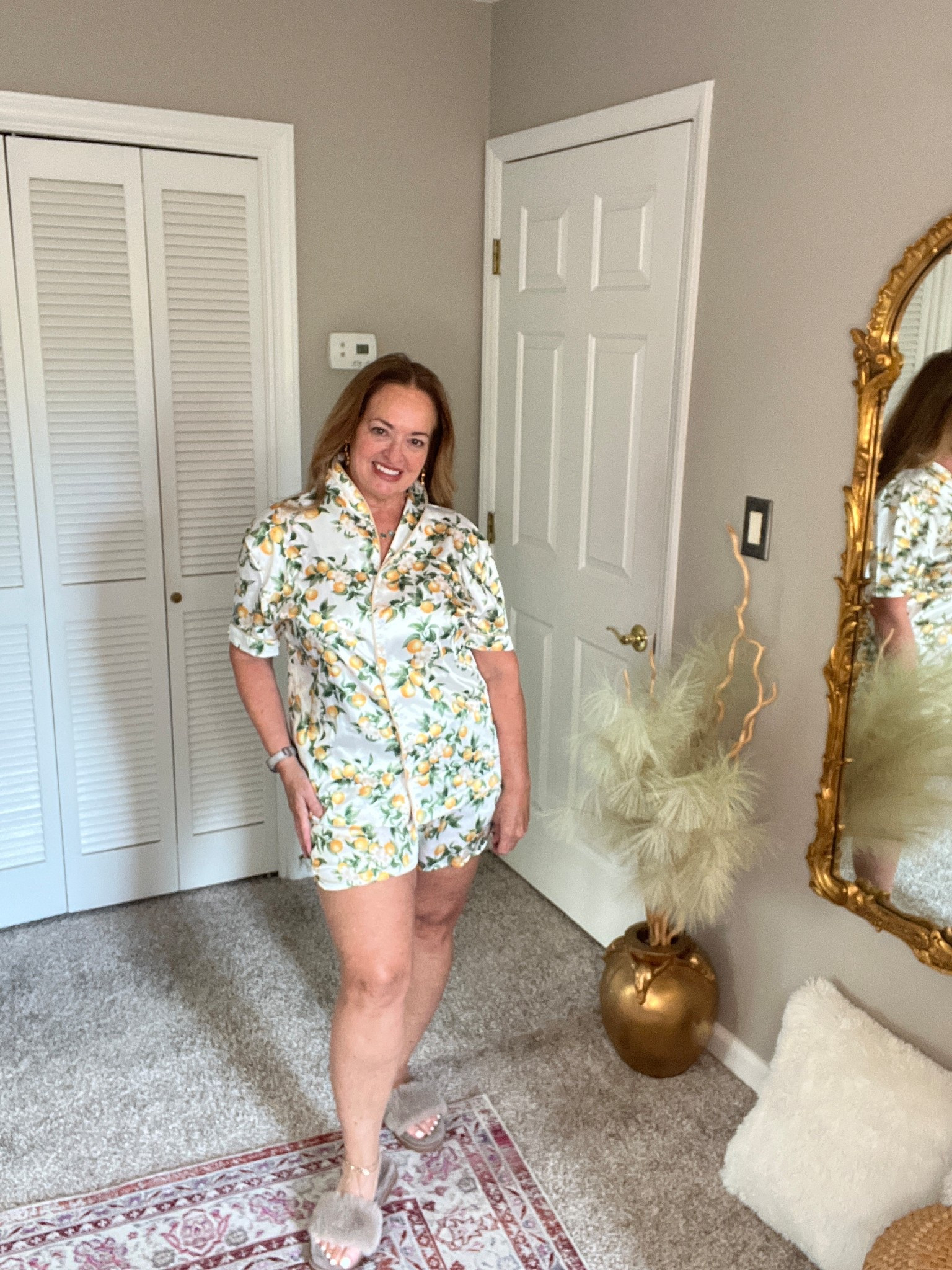 Mandarin collar satin pj set with Orange pattern. Italian summer vibes! Great mothers day gift idea.

#LTKstorytime #LTKselfcare #LTKMidsize