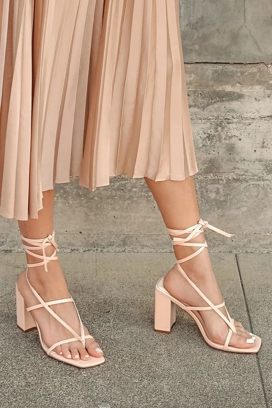 Nani Light Nude Lace-Up High Heel Sandals | Lulus (US)