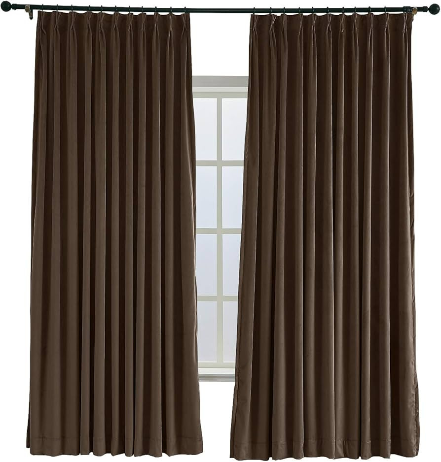 TWOPAGES 100 W x 96 L Pinch Pleated Curtains Room Darkening Velvet Curtain Drapery Panel for Trav... | Amazon (US)