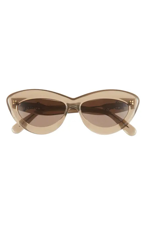 Loewe Curvy Logo 54mm Cat Eye Sunglasses in Transparent Khaki at Nordstrom | Nordstrom