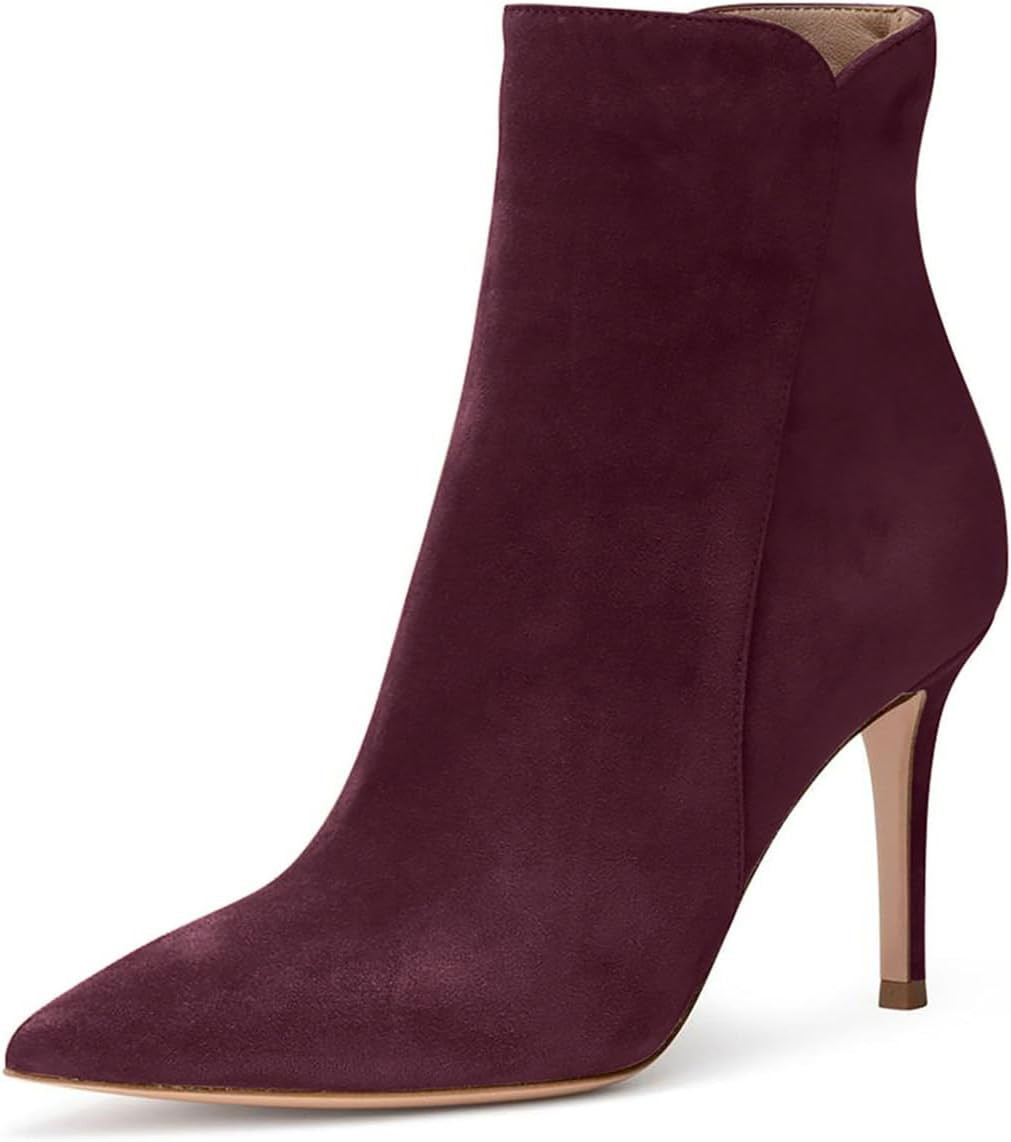 JANSEVEN Women's Heeled Ankle Boots Stiletto High Heel Booties Pointed Toe Comfortable Sexy Classic Short Boots | Amazon (US)