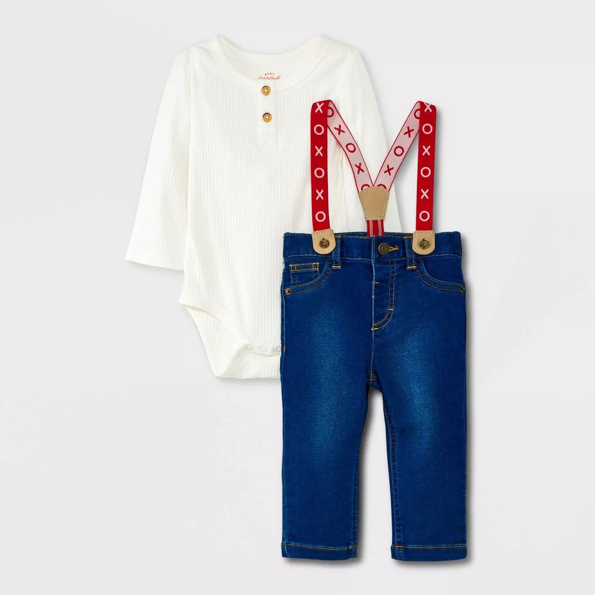 Baby Boys' Mini Man Suspender Top & Bottom Set - Cat & Jack™ Cream | Target