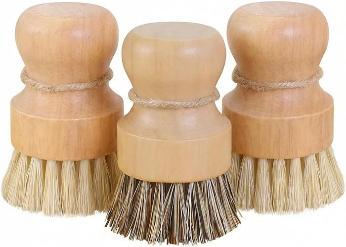 Wooden Dish Scrub Brush - Natural Fiber Kitchen Dish Scrubber Set, for Cleaning Pots, Sink, Table... | Amazon (US)
