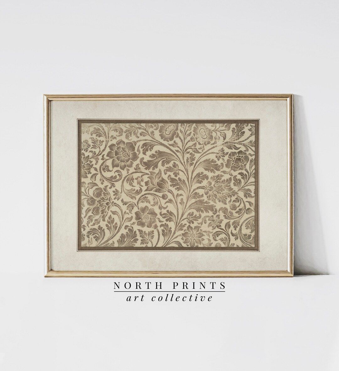 Vintage Printable Tapestry Art Print | Neutral Botanical Pattern Wall Decor | Textile Digital Dow... | Etsy (US)