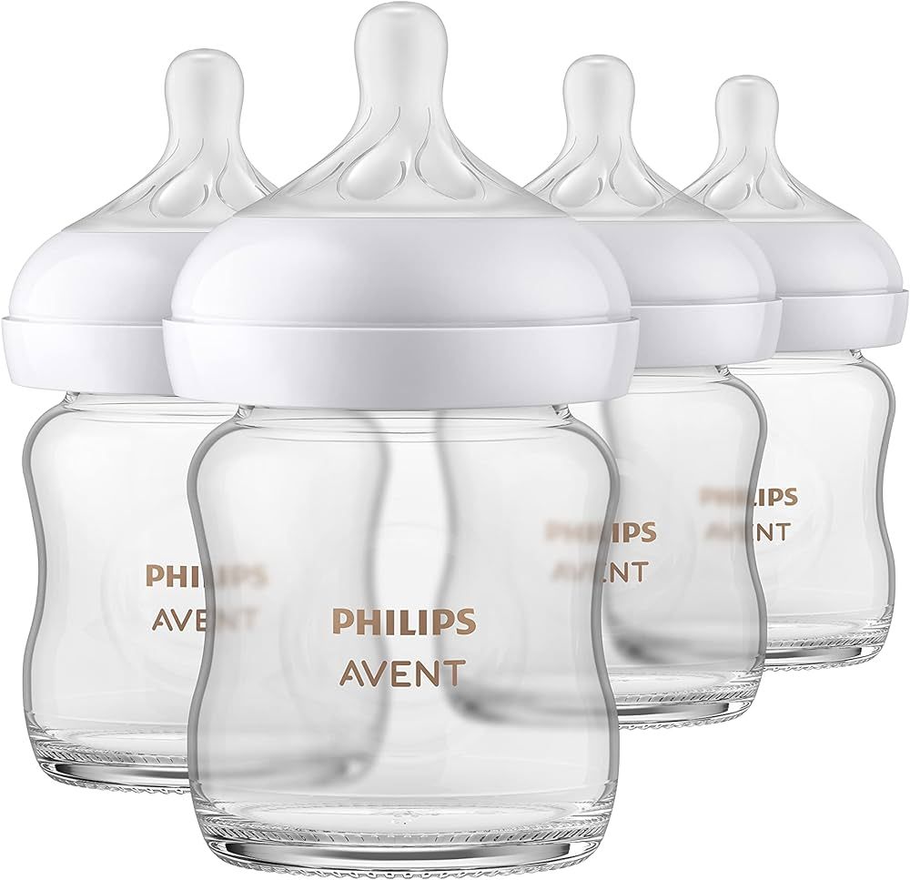 Philips AVENT Glass Natural Baby Bottle with Natural Response Nipple, Clear, 4oz, 4pk, SCY910/04 | Amazon (US)