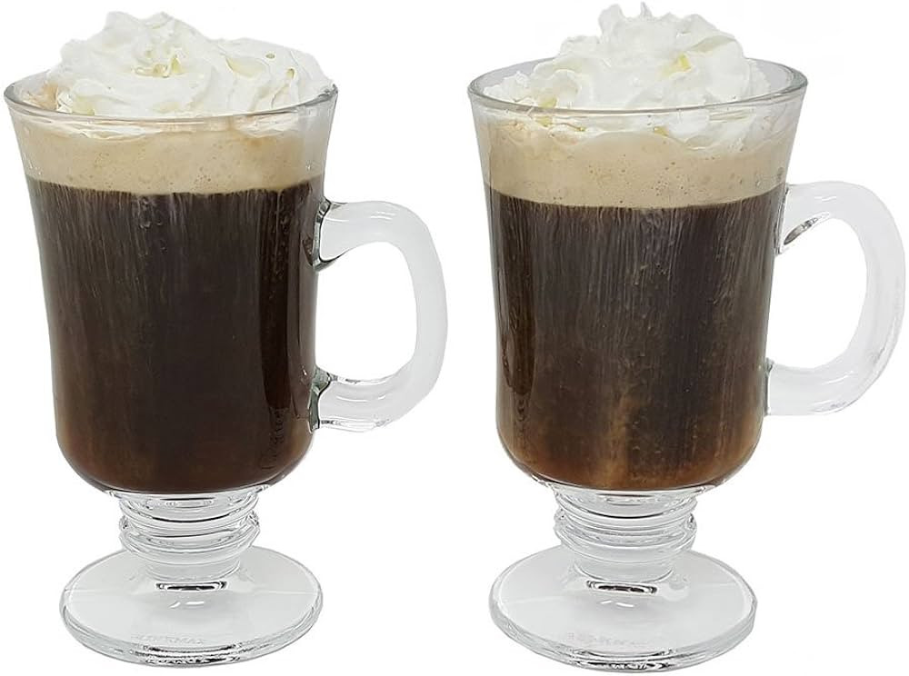 LavoHome Irish Coffee 8 oz Elegant Glass Mugs - Thick Wall Glass for Cappuccino, Mulled Cider, Ho... | Amazon (US)