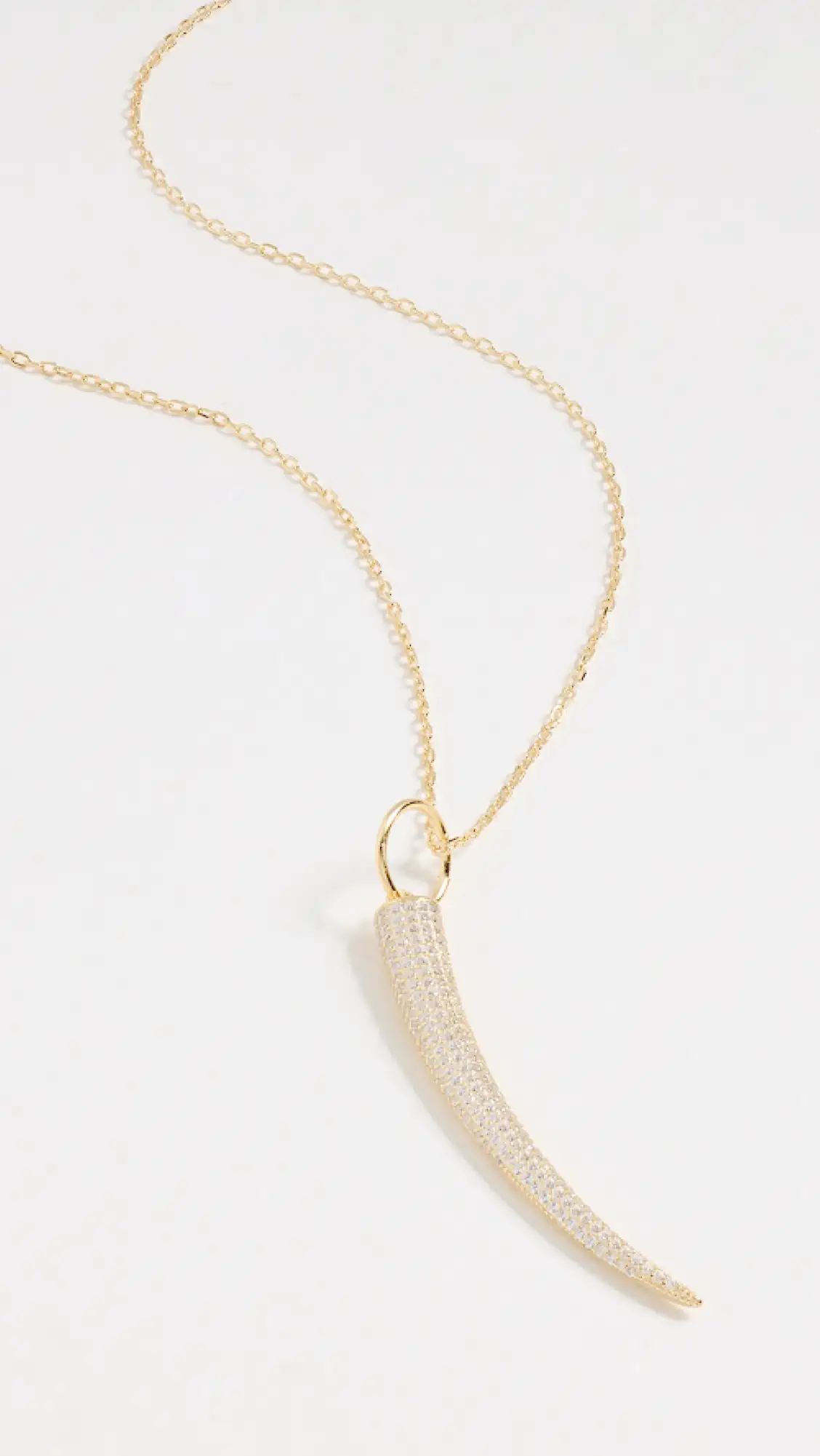 14k Pave Shark Tooth Necklace Charm | Shopbop