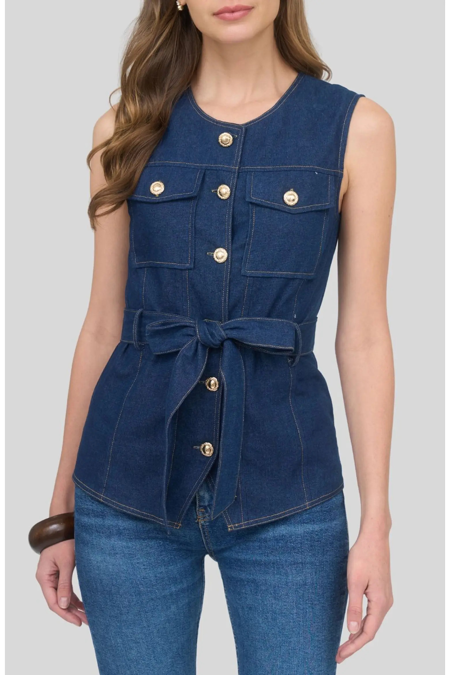 Tie Waist Denim Vest (Women) | Nordstrom | Nordstrom