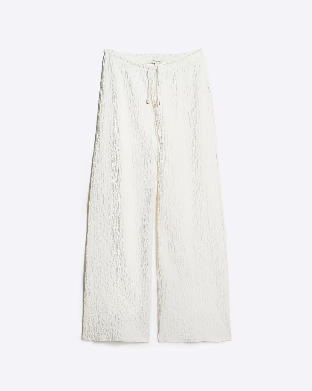 Cream wide leg textured trousers | River Island (UK & IE)