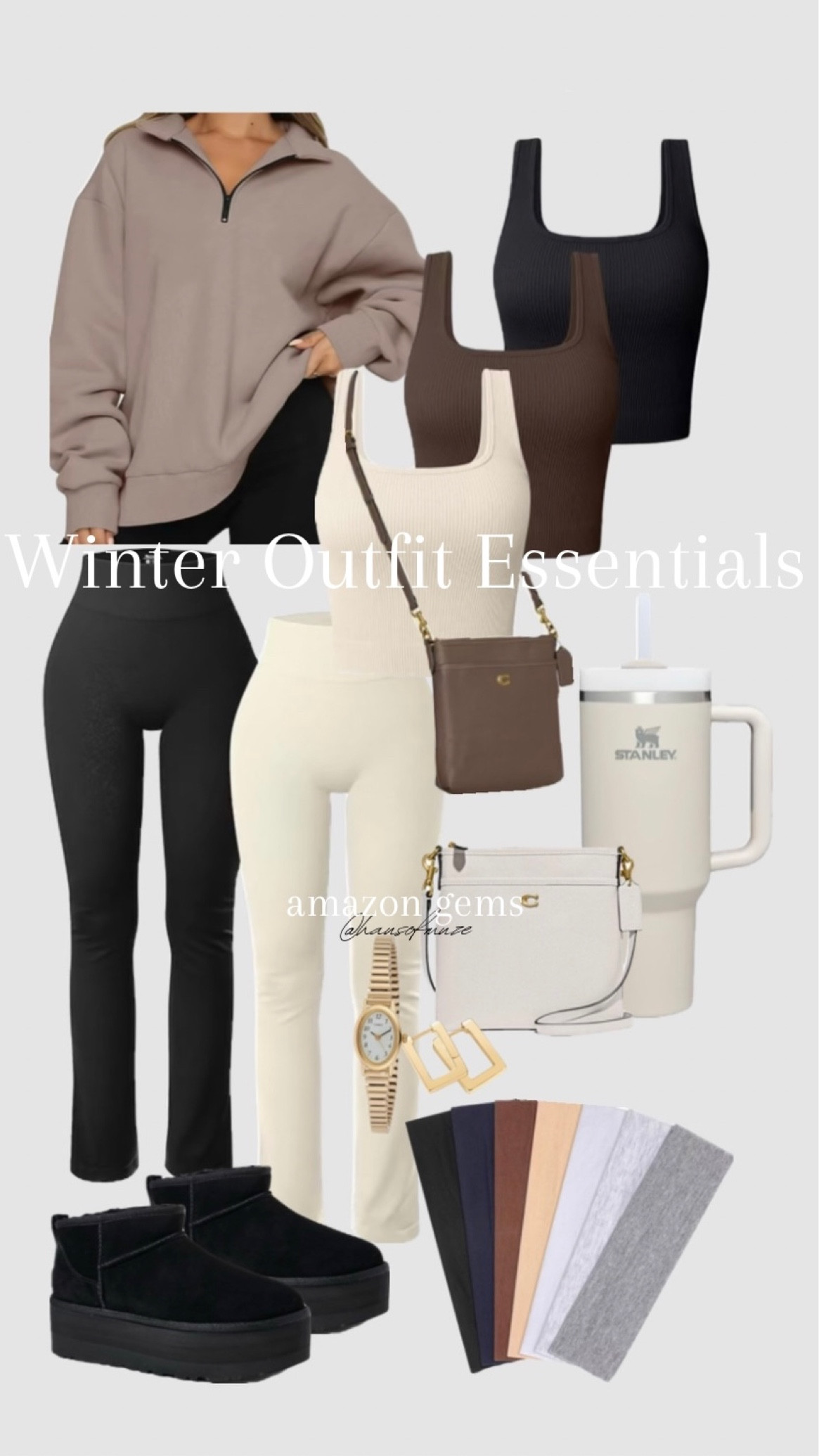 It-Girl daily winter outfit essentials, all Amazon finds. The Stanley really promotes being on top of your water intake every day !

Oversized sweater essential
Daily shapewear leggings
Shapewear 
Athleisure tank top
Coach cross body bags
Neutral colors winter outfit
Stanley mug
Neutral Essentials 
Winter Essentials 
Neutral fall color essentials
Coach handbag for everyday 


#LTKfindsunder100 #LTKstyletip #LTKfindsunder50