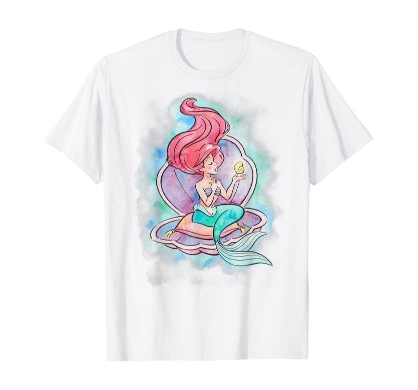 Disney Little Mermaid Ariel In Shell Watercolor T-Shirt T-Shirt | Amazon (US)