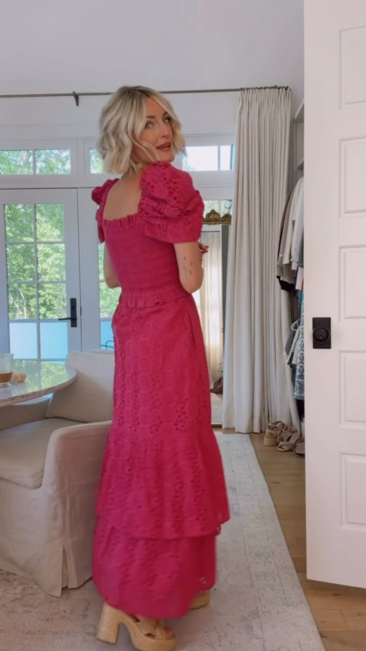 This pink eyelet dress is a statement piece that can be your go to for vacation or even a wedding! It’s more of a splurge, but the quality of @Cleobella is SO good! You will have this piece for years! Wearing XS! Loverly Grey, Cleobella, resort wear, vacation outfit, pink dress, spring dress, summer dress

#LTKSeasonal #LTKootd #LTKTravel