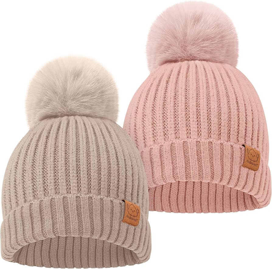 KeaBabies 2-Pack Baby Hats for Girls, Boys - Stretchy Baby Beanies, Cute Newborn & Toddler Winter... | Amazon (US)