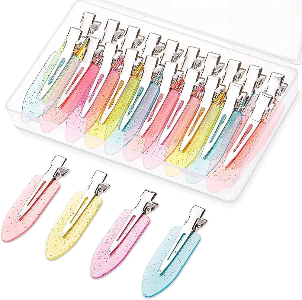 20 Pcs No Bend Hair Clips, No Crease Hair Clips Curl Pin Clips with Storage Box for Hairstyle Ban... | Amazon (US)