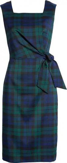 TAHARI ASL Plaid Side Tie Scuba Crepe Sheath Dress | Nordstrom | Nordstrom