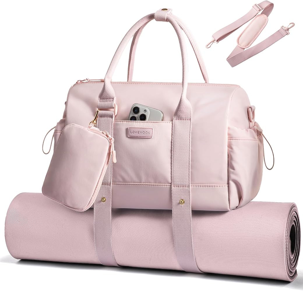 LOVEVOOK Small Gym Bag for Women with Yoga mat Holder, Mini Duffle Bag for Travel with Wet Pocket... | Amazon (US)