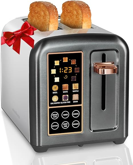 SEEDEEM Toaster 2 Slice, Stainless Toaster LCD Display&Touch Buttons, 50% Faster Heating Speed, 6... | Amazon (US)