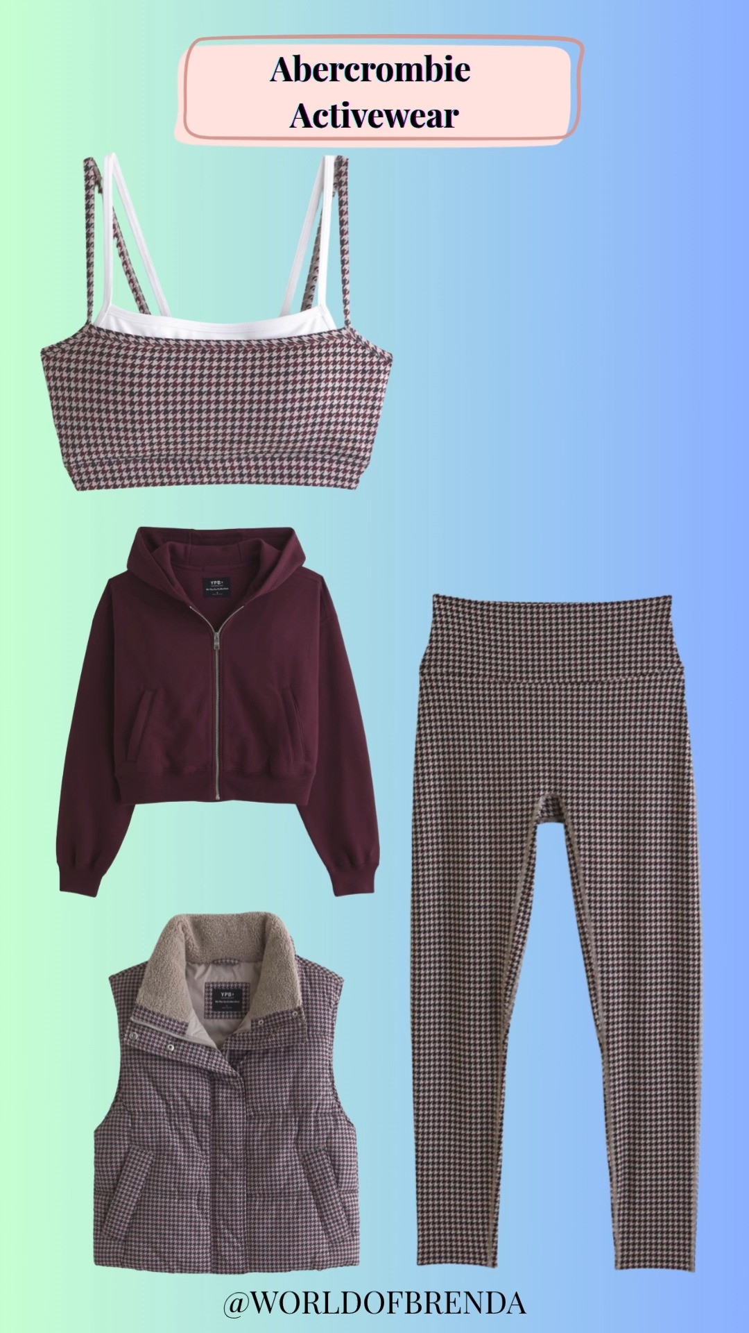 The cutest active wear set with matching layers at Abercrombie now!!  Pair these adorable leggings with the matching sports bra and vest with a burgundy hoodie and you are ready to go! 

 #LTKSeasonal #LTKActive #LTKStyleTip