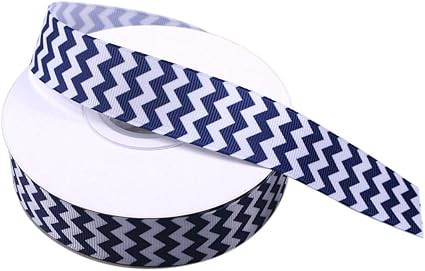Blue and White Grosgrain Ribbon Chevron Stripes Printed Ribbon for DIY Hair Bow Christmas Present... | Amazon (US)