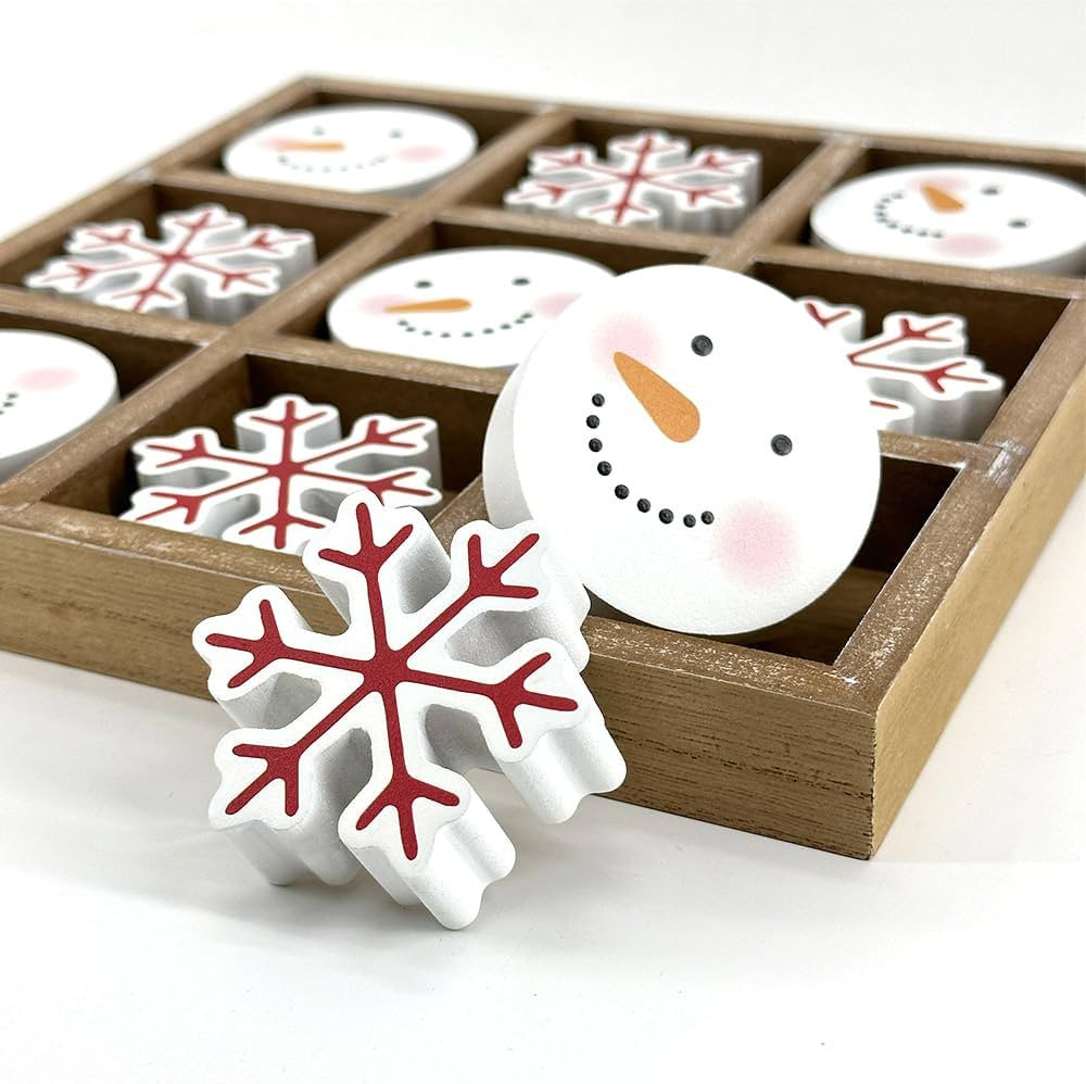 Heart Carpenter Tic Tac Toe Christmas Wood Board Travel Game Table Toy Player Room Decor Tables 9... | Amazon (US)