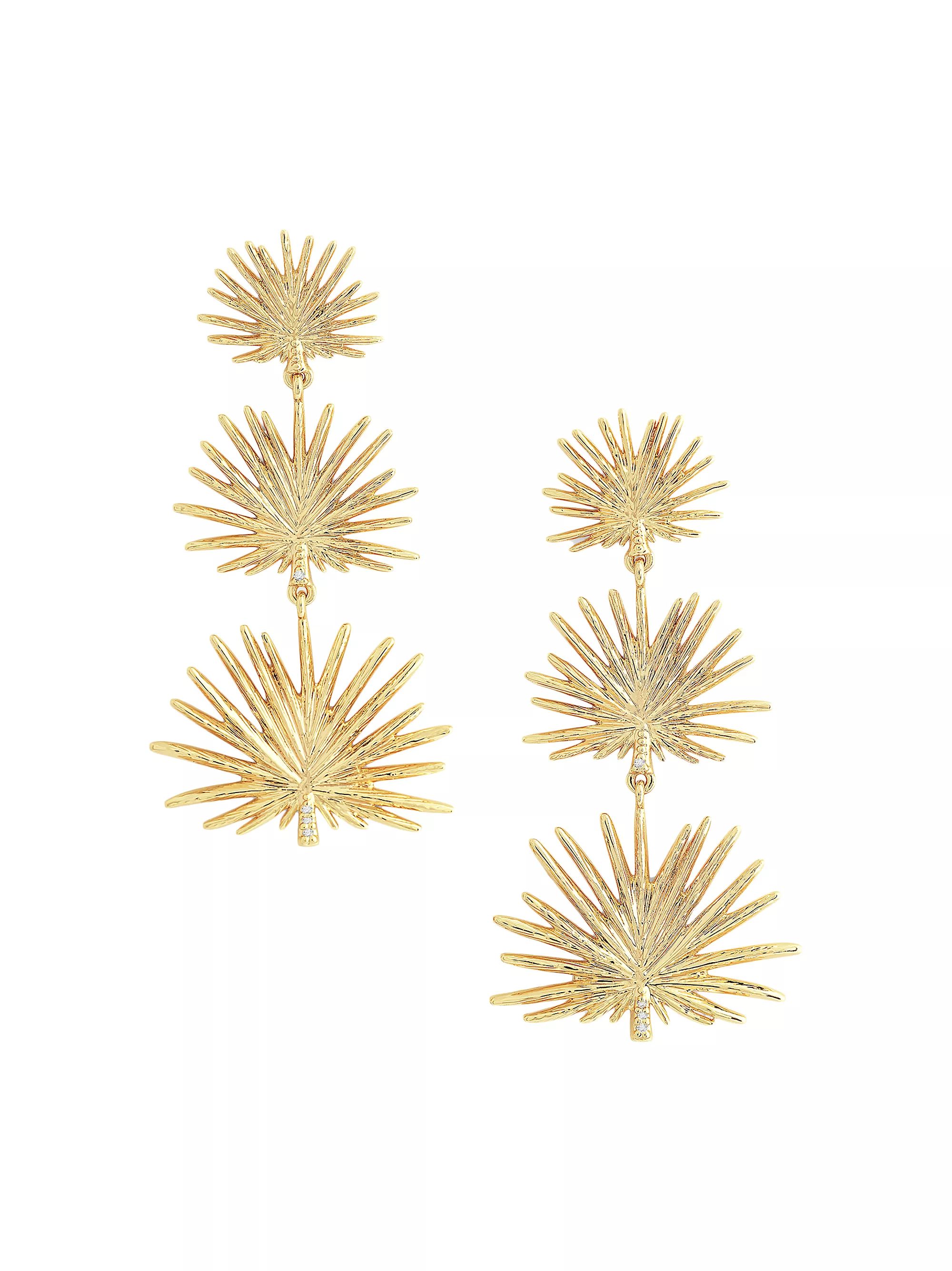 Palm 18K-Gold-Plated & Cubic Zirconia Triple-Drop Earrings | Saks Fifth Avenue