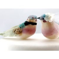 Charming Love Bird Wedding Cake Topper in Teal Green and Orchid Purple: Bride  Groom Cake Topper | Etsy (US)