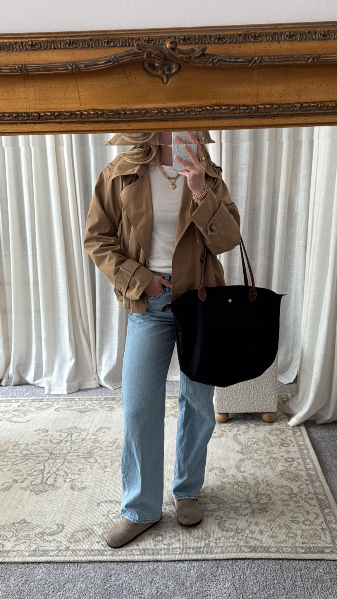 5/22/25 casual rainy day outfit 🫶🏼 @abercrombie #abercrombiepartner rainy day outfit idea, cropped trench coat outfit, abercrombie straight leg jeans, casual rainy weather outfit, birkenstock boston clogs look, comfy neutral outfit, transitional weather style, cozy layered outfit, spring rain outfit, easy rainy day look, practical but cute outfit, daytime casual outfit 2025