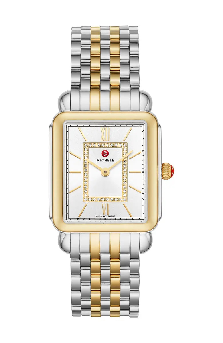 Women's Deco II Diamond Two-Tone Bracelet Watch, 20mm x 43mm - 0.11 ctw | Nordstrom Rack