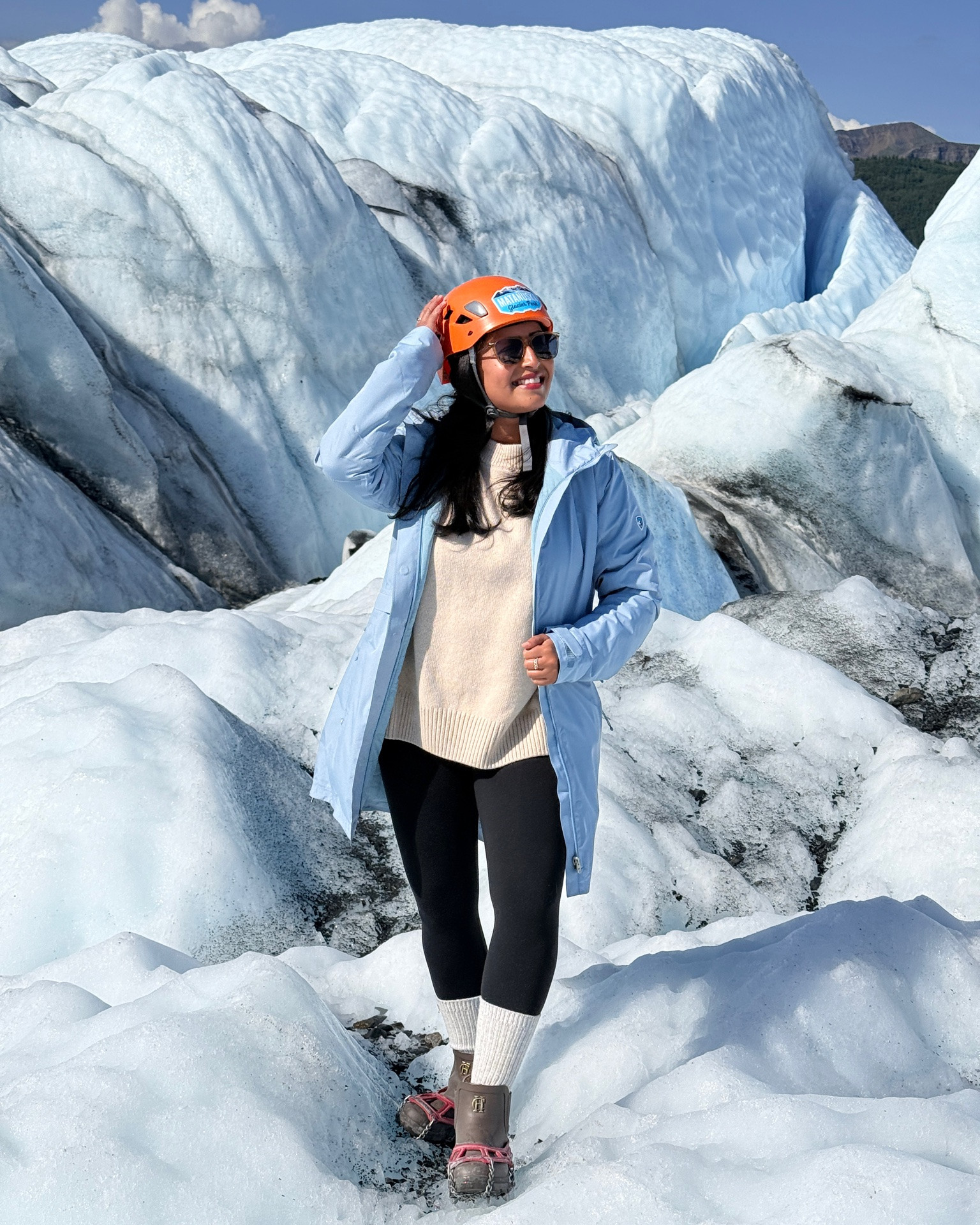 Glacier hiking outfit at Matanuska Glacier Park in Alaska @Reformation @Holland Cooper @Alo Yoga 🏔️🥾

#LTKootd #LTKPetite #LTKTravel
