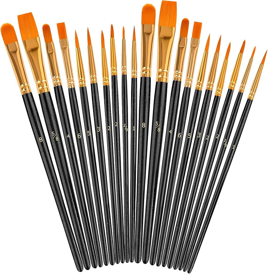 Soucolor Acrylic Paint Brushes Set, 20Pcs Round Pointed Tip Artist Paintbrushes for Acrylic Paint... | Amazon (US)
