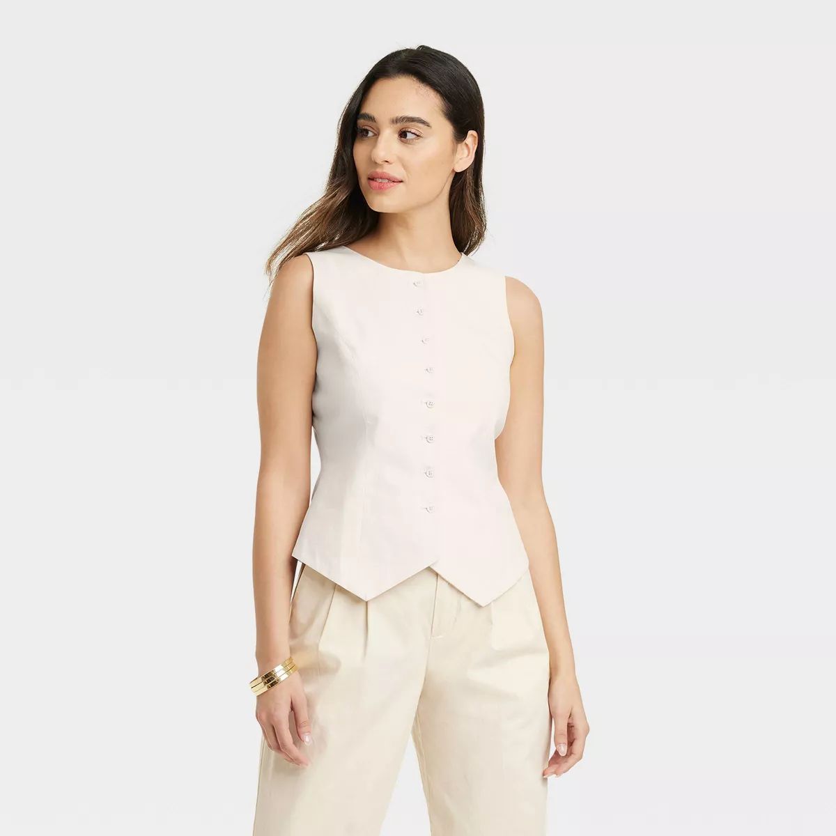 Women's Nouveau Vest - A New Day™ Cream M | Target