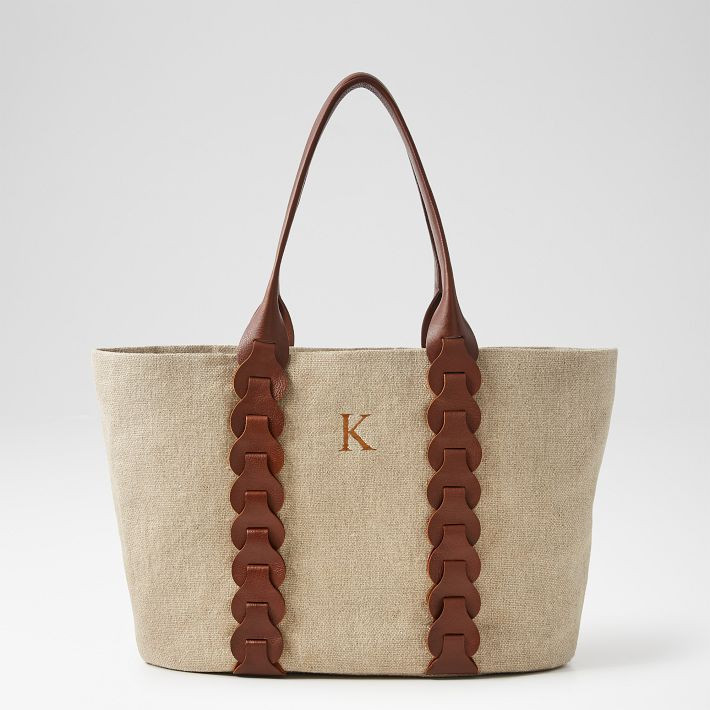 Camden Linen and Braided Leather Tote | Mark and Graham