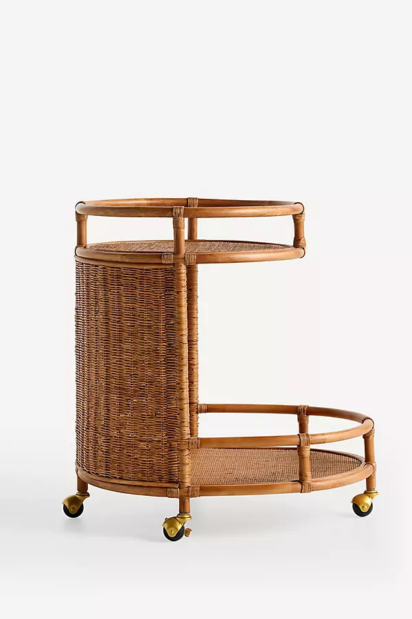 Nalu Woven Rattan Bar Cart | Anthropologie (US)