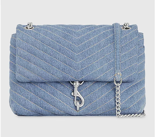 Rebecca Minkoff Edie Flap Denim Shoulder Bag | QVC