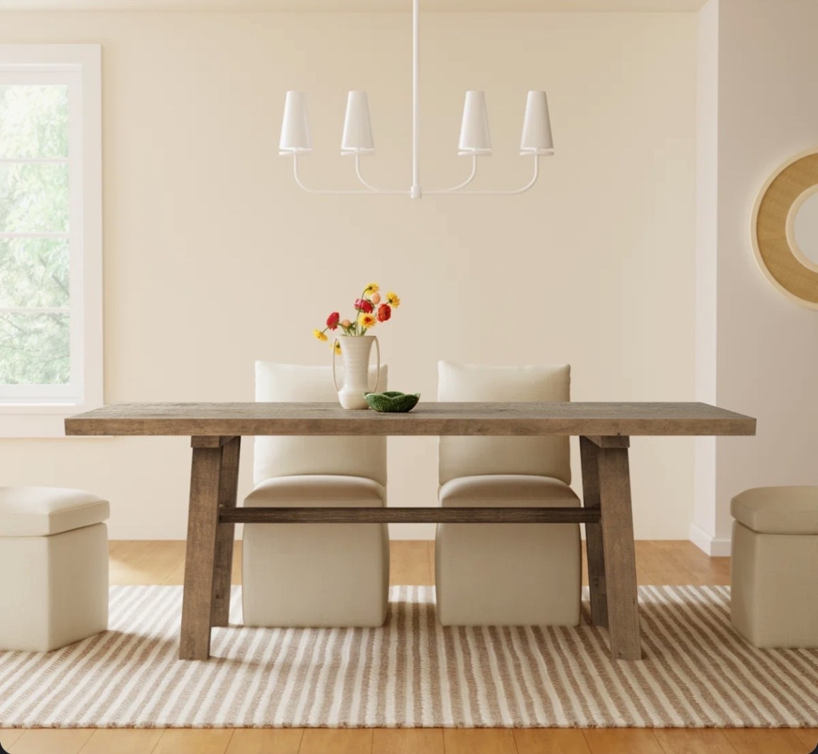 Reclaimed wood dining table on sale 🤎 20% off this rustic farmhouse dining table with chunky wood legs and warm natural finish. Perfect for modern farmhouse, transitional, or neutral dining room decor. A statement wood dining table that anchors the space beautifully. It's perfect for my MCM style as well. Linking while it’s still discounted.

#LTKSaleAlert #LTKHome