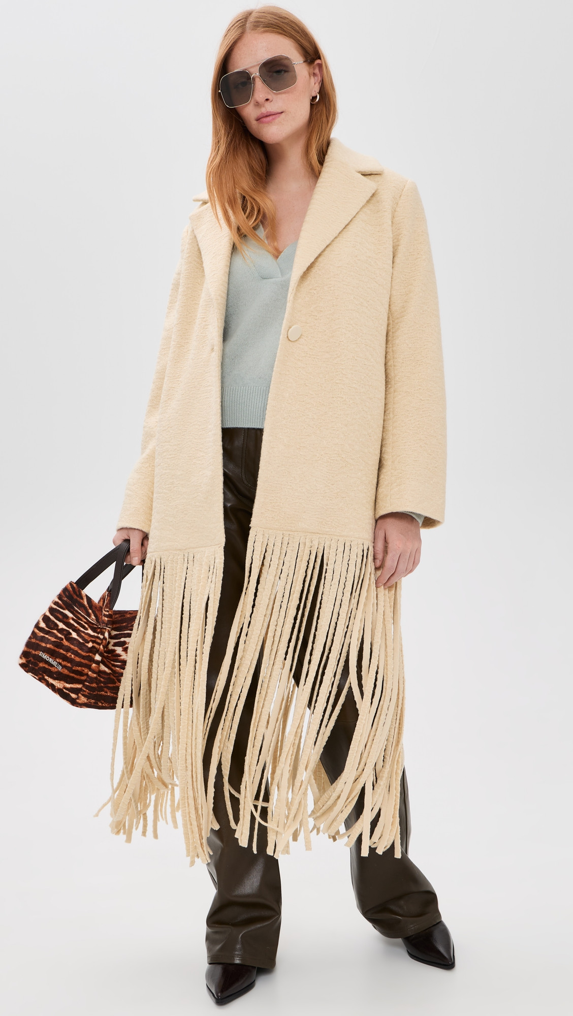 SIMONMILLER Vero Fringe Coat Ivory M | Shopbop