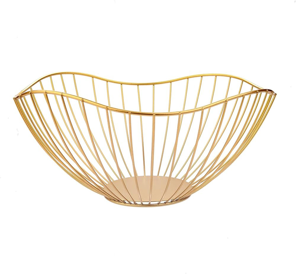 IBWell High Style Curved-Edge Modern Creative Stylish Single Tier Dish,Metal Iron Wire Fruit Vege... | Amazon (US)