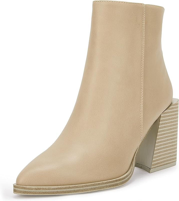 Womens Pointed Toe Ankle Boots Chunky Block Heel Chelsea Booties | Amazon (US)
