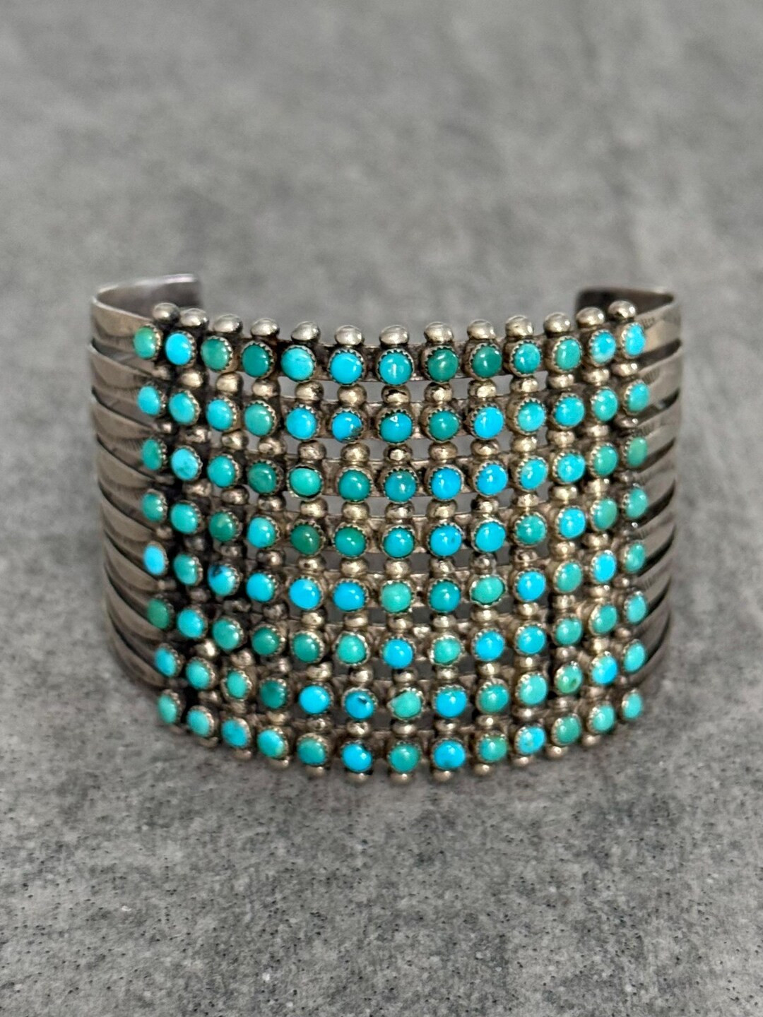 Fine Old Vintage Zuni 8 Row 104 Snake Eye Turquoise Sterling Silver Bracelet Cuff - Etsy | Etsy (US)