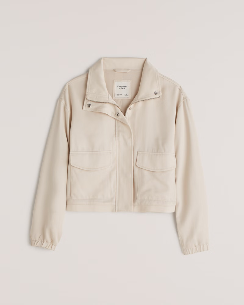 Cropped Drapey Bomber Jacket | Abercrombie & Fitch (US)