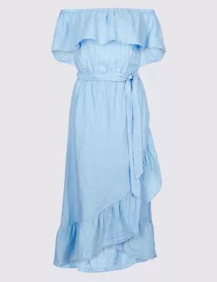 Pure Linen Half Sleeve Bardot Midi Dress | Marks & Spencer (UK)