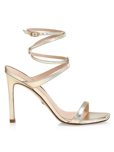 Ellsie Ankle-Wrap Metallic Leather Sandals | Saks Fifth Avenue