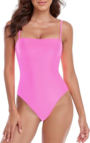 RELLECIGA Women's High Cut Bandeau One Piece Swimsuits with Adjustable Shoulder Straps | Amazon (US)