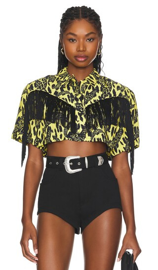 Banimalier Fringe Shirt in Yellow & Black | Revolve Clothing (Global)