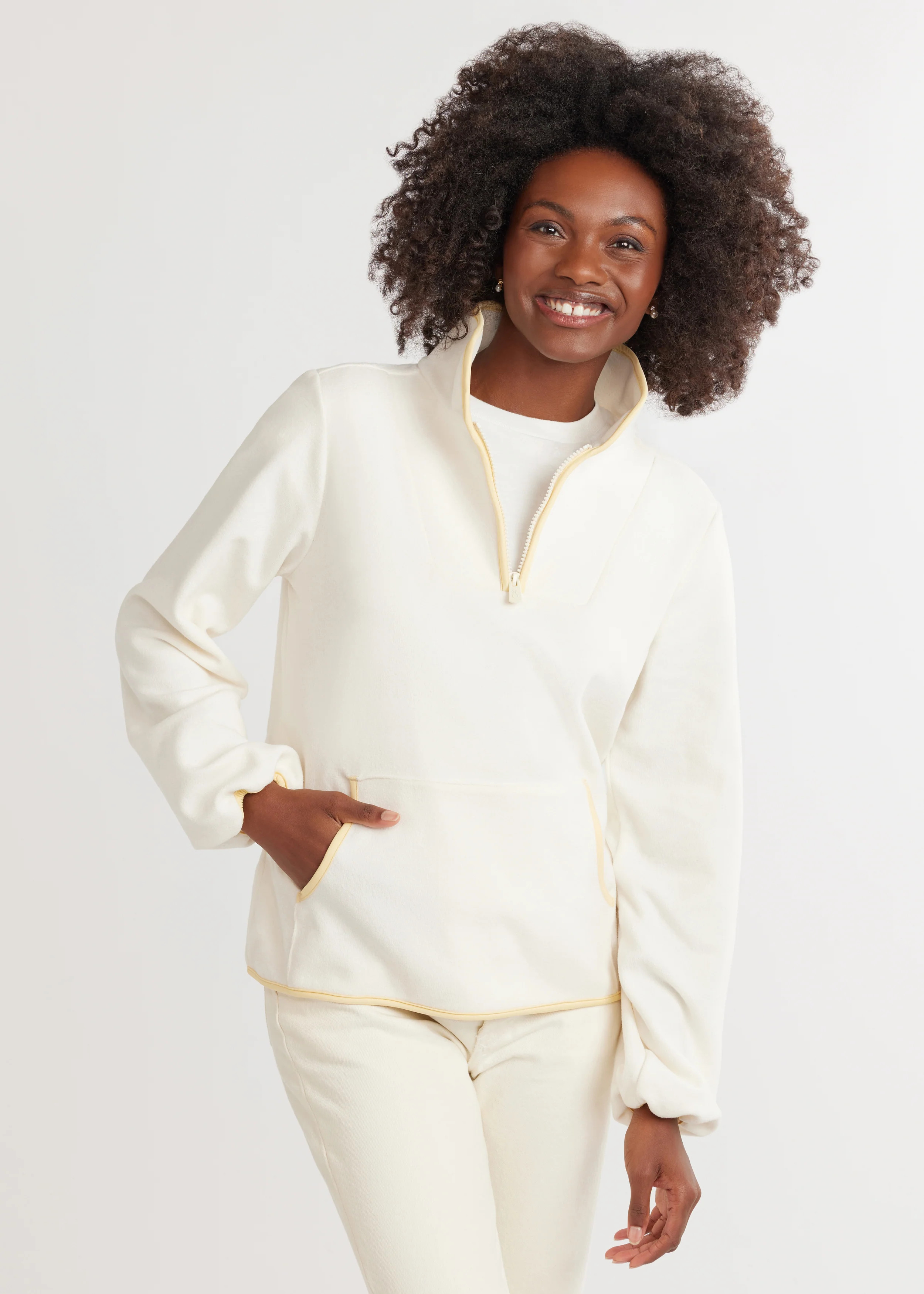 Skylark Pullover in Terry Fleece (Cream) | Dudley Stephens