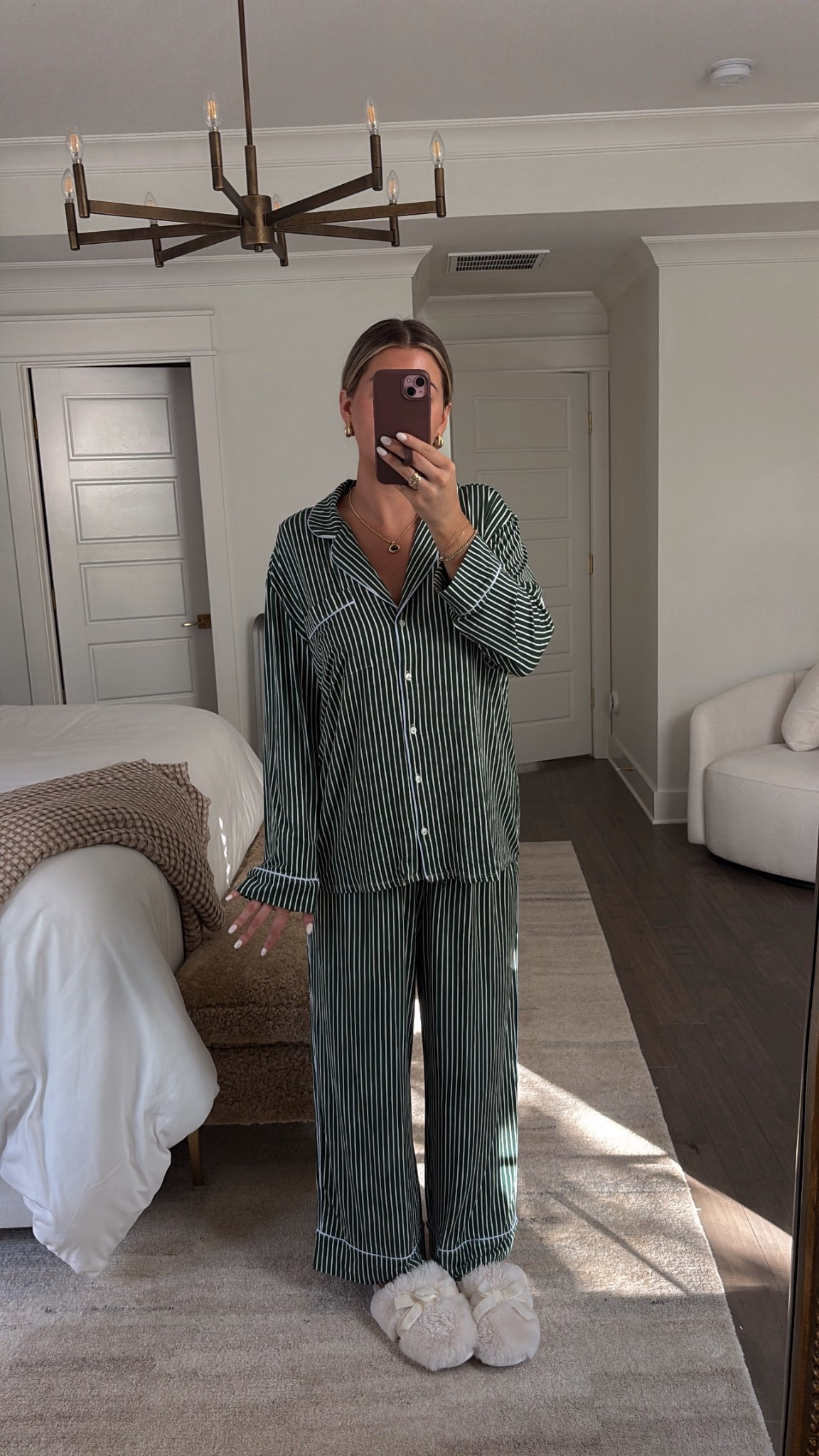 Aerie pjs 🌲🤍 I’m wearing a large in both and they are a little big! I would get your true size or even size down 1 if you don’t want them too lose. They are super stretchy and comfy! 

#LTKHome #LTKGiftGuide #LTKHoliday

#LTKHome #LTKGiftGuide