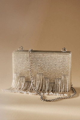 Zhuu Beaded Tassel Box Clutch | Anthropologie (US)