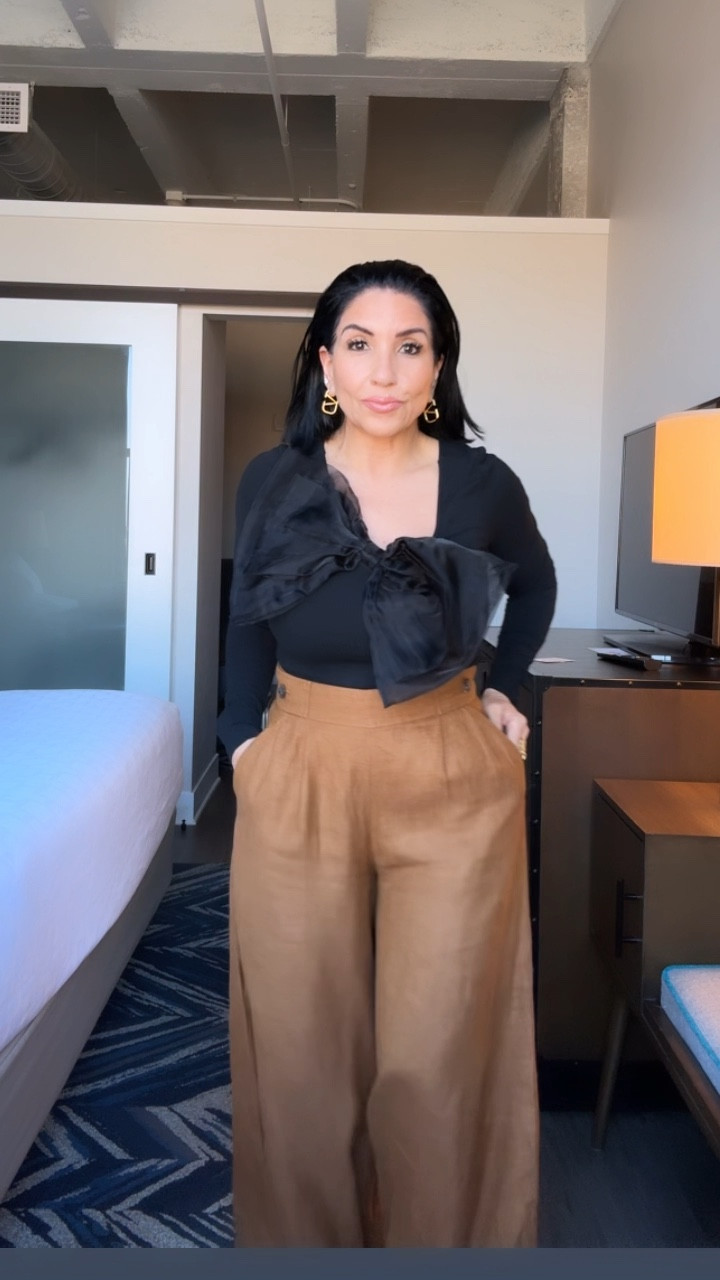 Wide Leg Linen Pants
Large Bow Feminine Top
I care Tote
Black Louboutin Heels
Valentino Earrings 
Pinky nude lipstick


#LTKOver40 #LTKStyleTip #LTKSummerSales