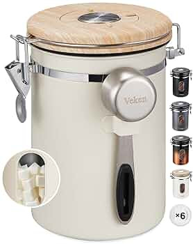 Veken Coffee Sugar Canister with Window, Coffee Lover Gift Set,Airtight Stainless Steel Kitchen F... | Amazon (US)